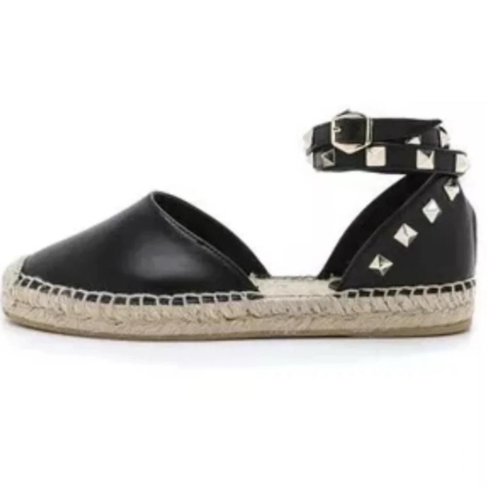 Ash Zania d'Orsay Esapdrilles Black Studded Leather Size 39 MSRP $298